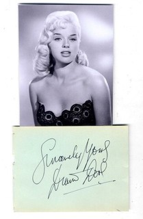 Diana Dors vintage signed page