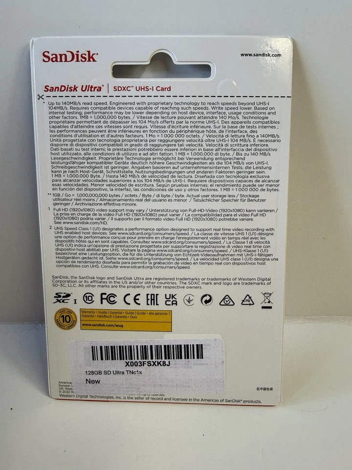 Tarjeta de memoria SanDisk 128 GB Ultra SDXC UHS-I - 140 MB/s, C10, tarjeta SD de video Full HD Foto 2 de 2