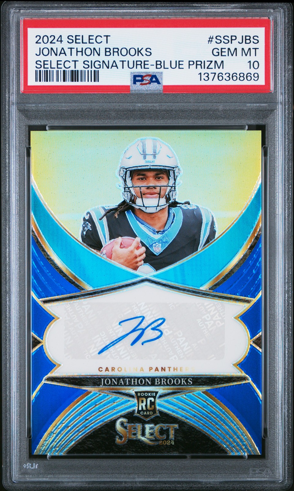 Jonathon Brooks Panini Select Select Signatures #SSPJBS Blue Prizm