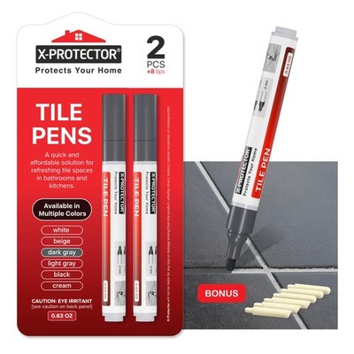 Water Based Grout Marker - 2 PCS with 8 Tips, Dark Gray