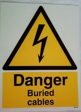 Image of vsafety 68017BC-R "DANGER Buried cables" WARNING Safety Sign, portrait 300x400mm