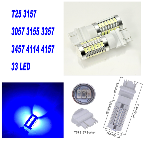 Blue Front Turn Signal Light T25 3057 3157 4157 33 LED Bulb A1 Fits