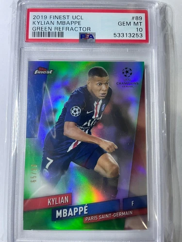 2019 Finest UCL Kylian Mbappe Green Refractor PSA 10 Soccer Football Trading