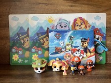 Paw Patrol LOT Placemats Tote Bag Tracker and Skye Teeny Tys Chase Zuma Figures