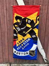 NHL ALL STAR GAME 1996 HOCKEY OUTDOOR BANNER BOSTON Bruins MA 5’ Rare Vtg Pole