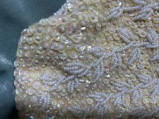 Vintage LA REGALE ORIGINAL Ivory Hand Beaded Sequins Clutch Evening Bag