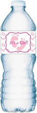 20 Its a Girl Pink Footprints Baby Shower Party Water Bottle Labels Waterproof