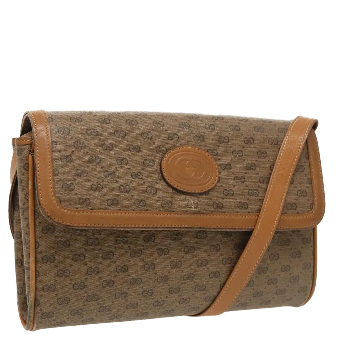 Sac bandoulière GUCCI Micro GG Supreme PVC beige or authentique th5417