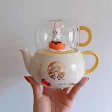 Starbucks China 2023 Year Of The Rabbit 17oz Teapot And 13oz Glass Cup Set