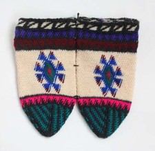 Pair of Vintage Hand Knitted Traditional Ethnic Turkish Slippers / Socks NOS