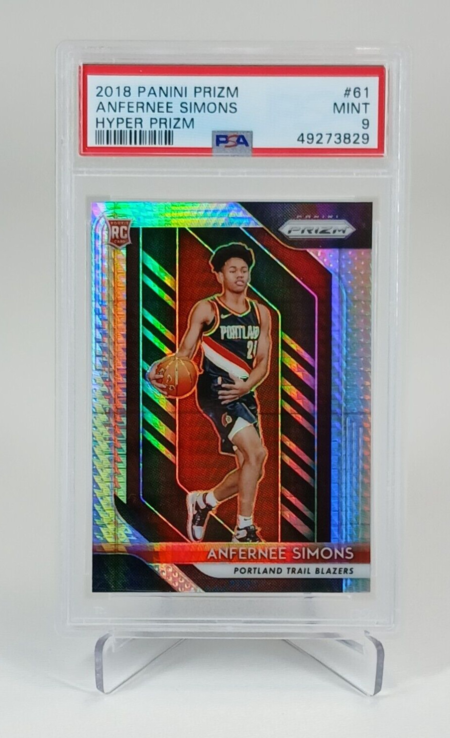 Anfernee Simons 2018-19 Panini Prizm Prizms Hyper Rookie Card RC #61 PSA 9