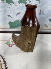 Hand Turned Live Edge Wood Vase Artist Signed 8 1/2  Tall