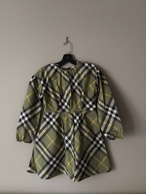 burberry green plaid dress NWT Authentic Girl's Savannah Check Cotton sz 10 week3026_20260719