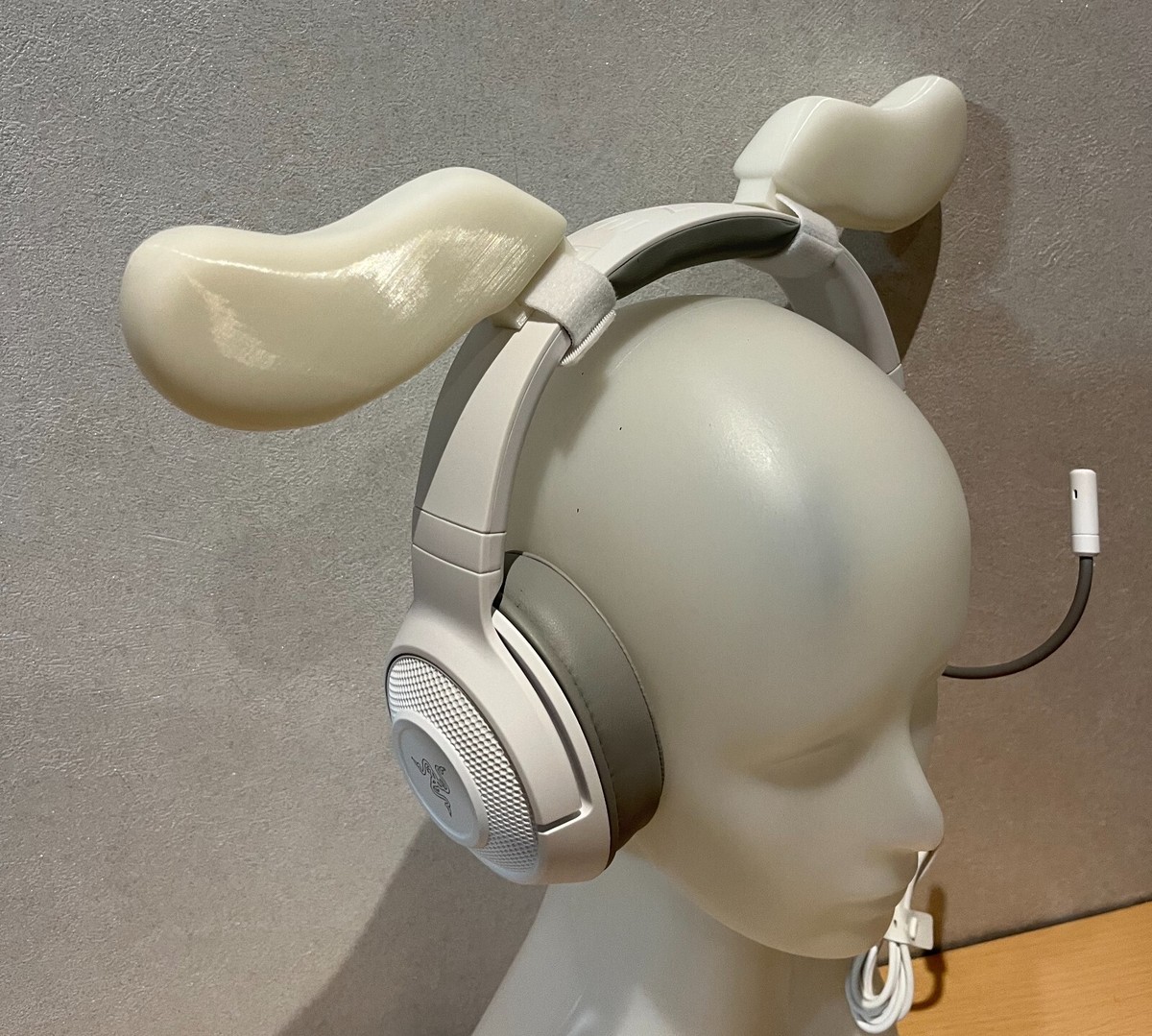 White dog ears for Headphones Headset for game fun streaming