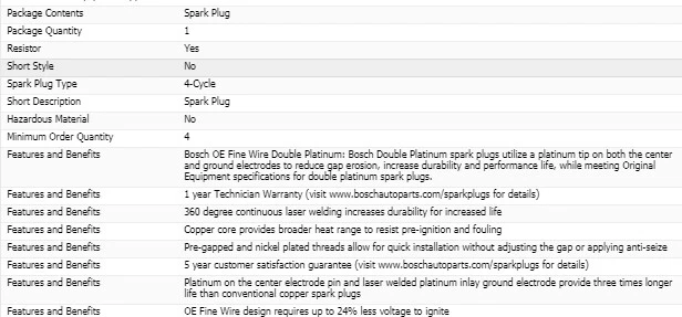 4 X Spark Plugs Bosch Double Platinum For 1995-2003 CHEVROLET S10 L4-2.2L - Image 4 of 4