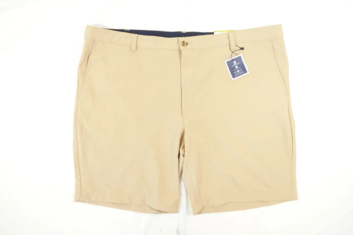 CLUB ROOM BEIGE KHAKI 44 4 WAY STRETCH POLYESTER MATERIAL ECO REPREVE SHORTS NEW