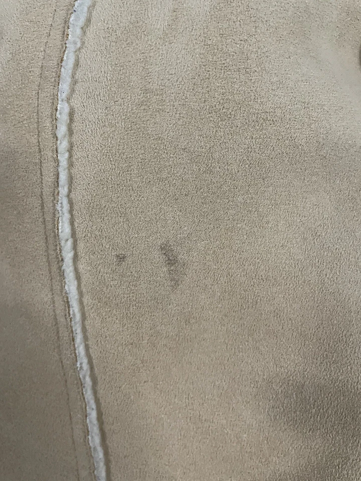 Chaqueta forrada Sherpa de cuero vintage Y2K Gap para mujer M marrón gamuza trinchera Foto 3 de 4