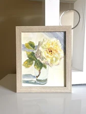 Original Floral Painting Rose Stillife 8x10” Wall Art Decor New Framed