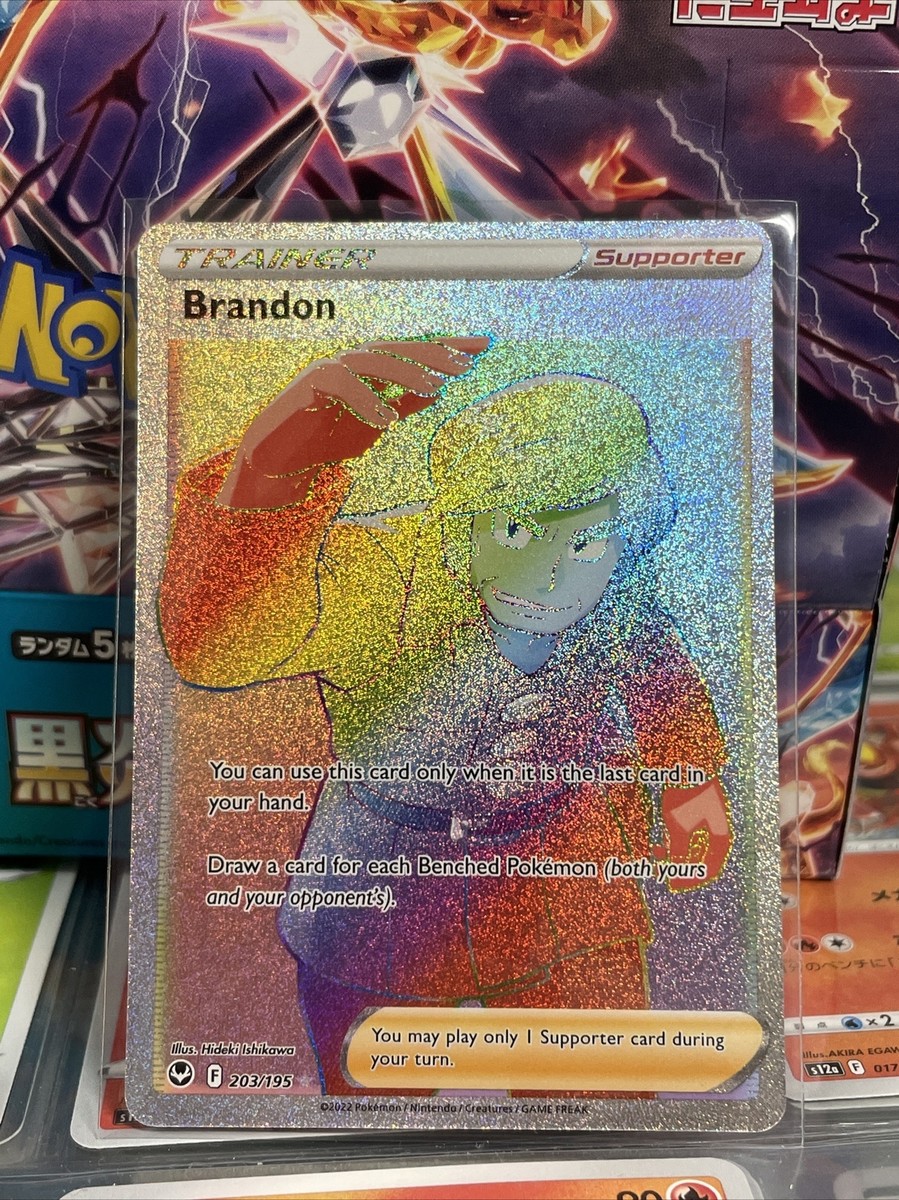 Pokemon TCG Brandon 203/195 Silver Tempest Full Art Rainbow card