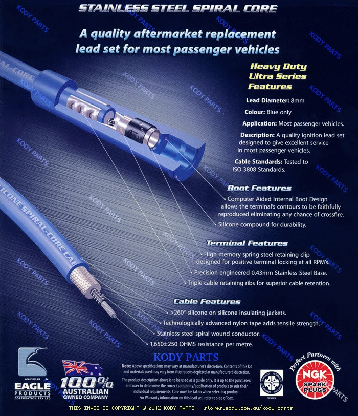 IGNITION LEADS & PLUGS - for Ford Meteor GC 1.6L B6 SOHC 1985-1987 - image 3 of 3