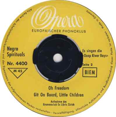 Deep River Boys Negro Spirituals EP Vinyl Single 7inch Opera