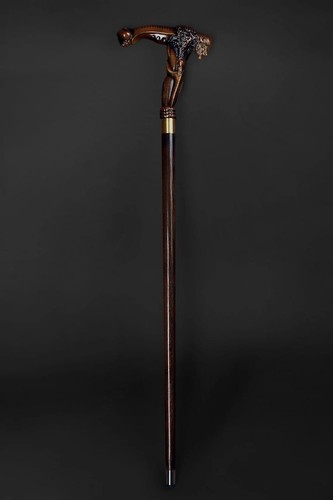 Buffalo Carved Walking Stick Wooden Cane with Ergonomic Palm Grip 36 Inches - Bild 3 von 8