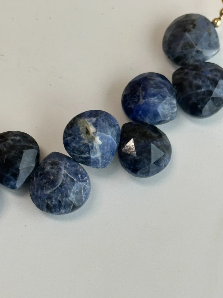 Increíble Declaración Collar DEVON LEIGH Azul Oscuro Natural Grueso Collar Gota Foto 3 de 4