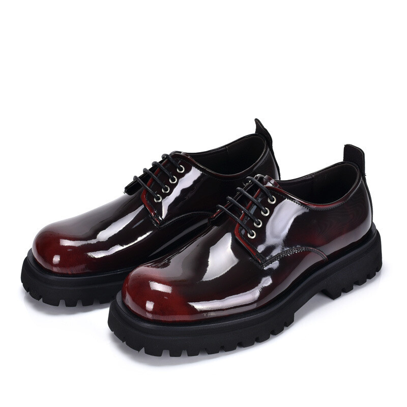Mens Shoes Genuine Leather Patent Leather British Thick Sole
