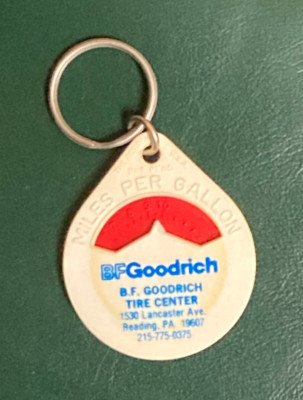 Vintage Advertising Keychain Miles Per Gallon BF Goodrich Dealership Reading, PA