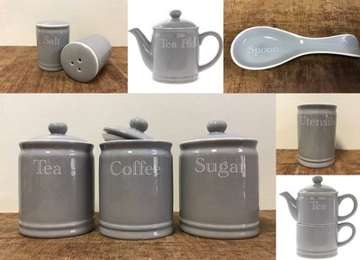 grey tea coffee sugar pots