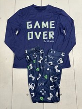 Shein Blue Game Over Graphic 2 Piece Pajama Set Boys Size 15Y