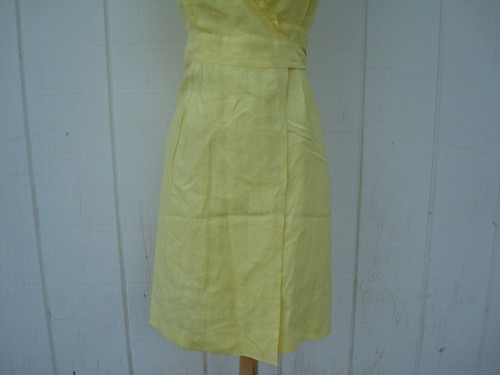 Neu J.Crew gelb Leinen Kurzarm Rüschen Kragen Damen Wickelkleid 0 P - Bild 4 von 11