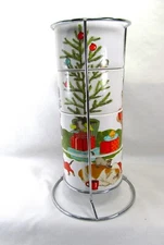 Stackable ceramic cups in holiday design