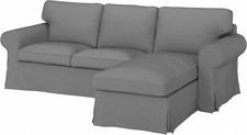 Set fodere Ikea per Ektorp 3 posti + Recamiere REMMARN GRIGIO COPERTURA NUOVO GRIGIO CHIARO