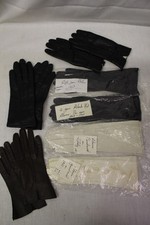 Lot Of Vintage Gloves W/Story Cards, 8 Pairs, Black, Brown, Blue  Ivory, Sz S