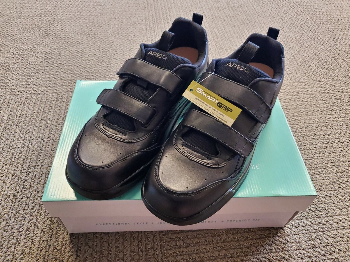 Apex Ambulator Shoes G8010M Mens Size 14 Wide Black Straps Comfort Medical Apex Ambulator Black Leather Double Strap G8010M Therapeutic  main image 4