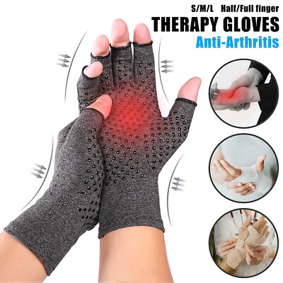 Copper Arthritis Gloves Fingerless Hands Compression  Support Therapeutic