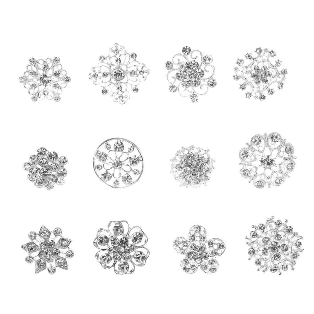 Chic Rhinestone Crystal Flower Brooch Bouquet Wedding Women Pins