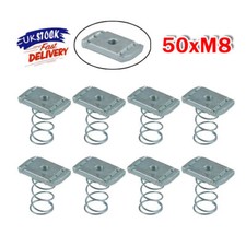 50 PCS Channel Nuts Short/Long Spring M8 Fixing Strut Unistrut Zinc