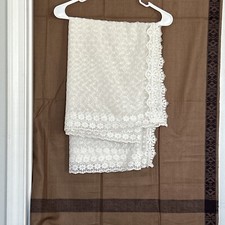 Women's Pakistani White Georgette Chikankari Dupatta with Laces 2 Sided