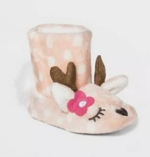 NEW Girls CAT JACK Slipper Boots Toddler Size Small 12-24m Pink Deer Baby