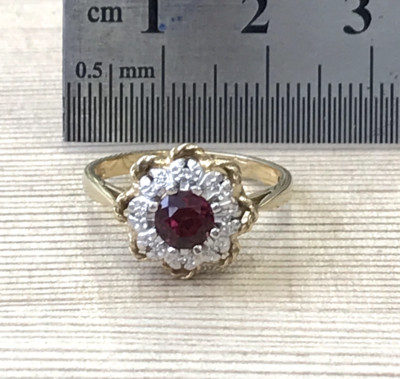 Massive 14k Gold Vintage Design echte Granat Diamanten Edelstein Verlobungsringe