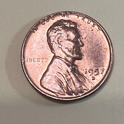 1957-D D/D Lincoln Wheat Penny Double Die- #1957, (D),Nose ,Chest