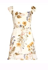 REFORMATION Binx Wildflower Floral Print Sweetheart Ruffle Mini-Dress 8 🤍🌺