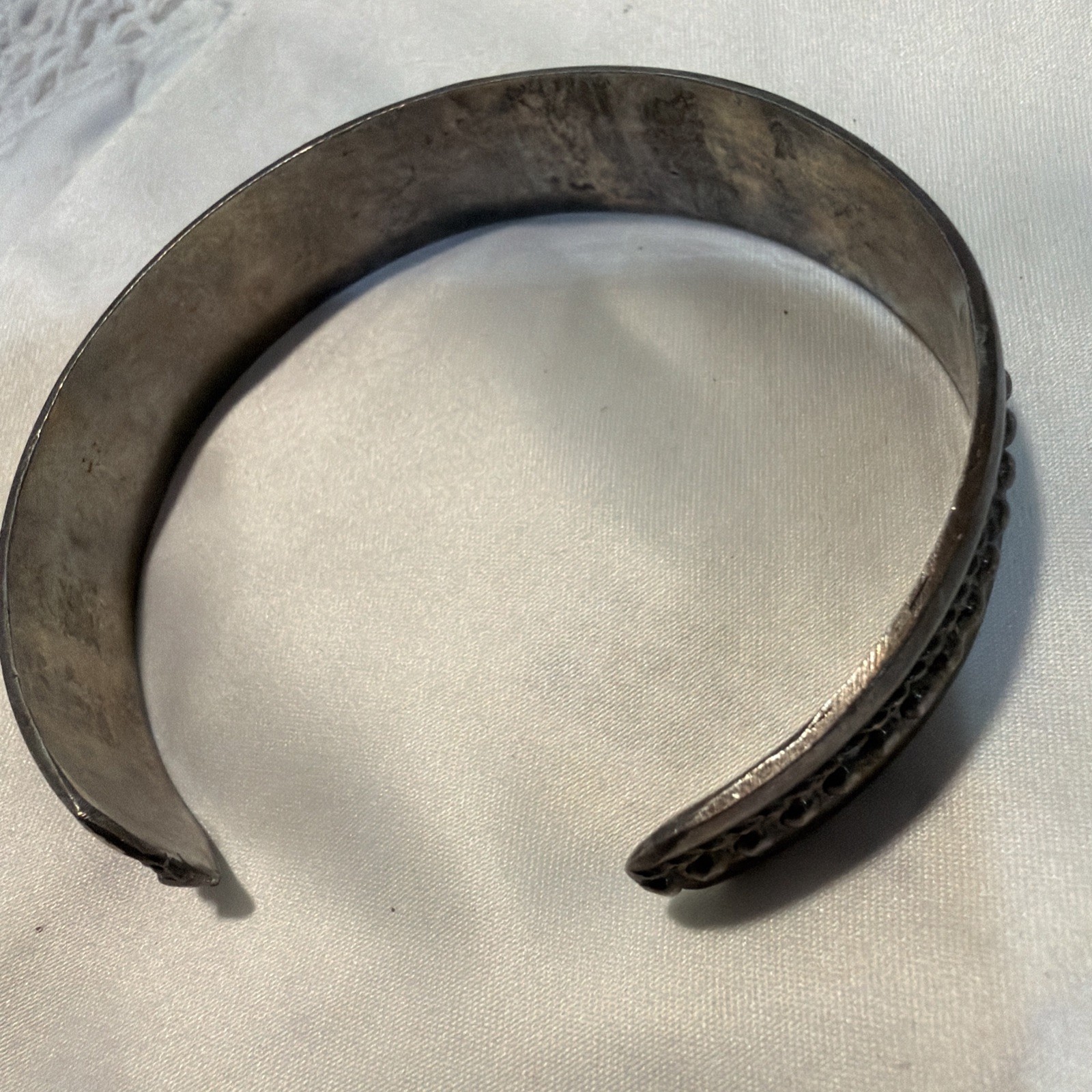 Vintage Solid Sterling Silver Cuff With Stamp Wor… - image 7