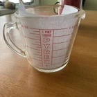 Vintage Pyrex 2 Cup Liquid Measuring Cup D Handle Red Letters *Chip Refer To Pic