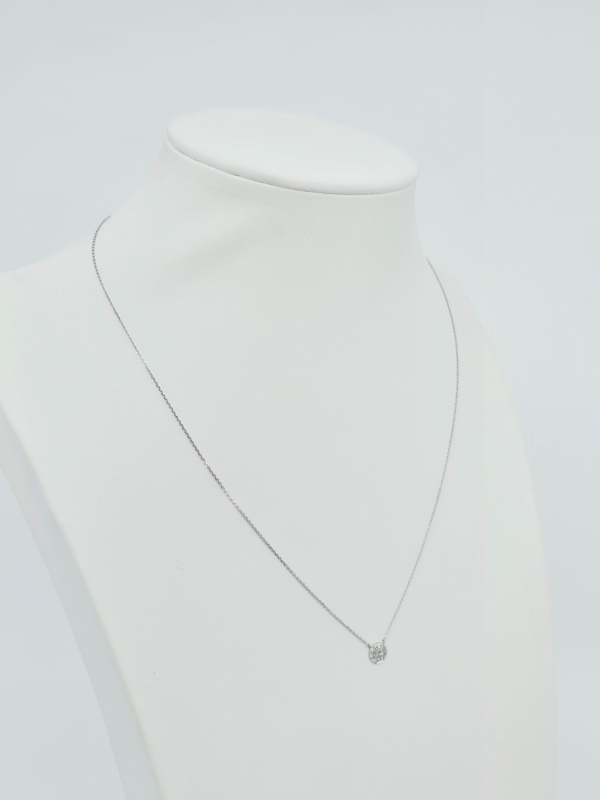 Thin 14K Solid White Gold Link Chain Necklace & R… - image 5