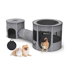Portable Cat Playpen with Tunnel, 3 in 1 Foldable Puppy Play Pen, Waterproof ...