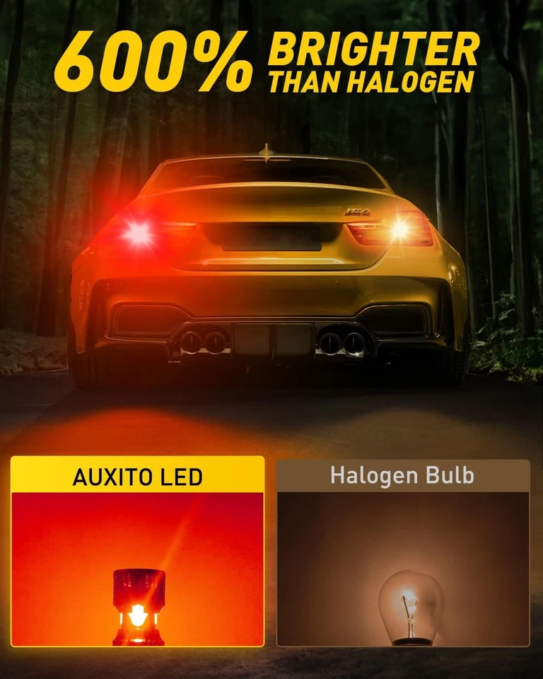 AUXITO CANBUS 1157 LED 灯泡红色带内置电阻 2057 1157/2357,  — 第 3/4 张图片