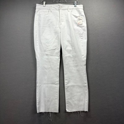 Good American Jeans Womens 15 Fits 34x26* White Denim Pants Frayed Raw Hem NEW